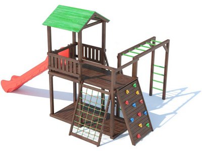 Детская деревянная площадка для дачи серия B модель 2