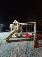 Детская площадка Савушка Мастер-4 с пластиковой горкой и качелями